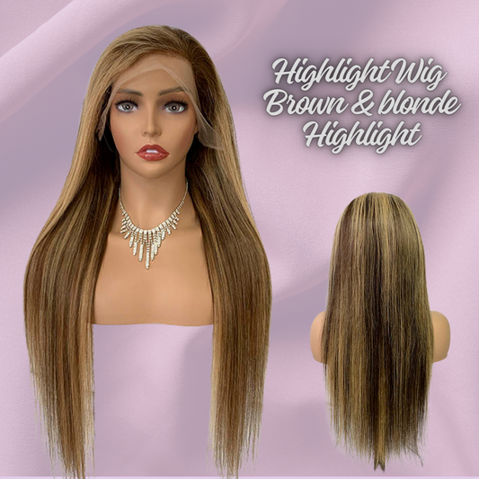 Brown w/ Blonde Highlight Wig