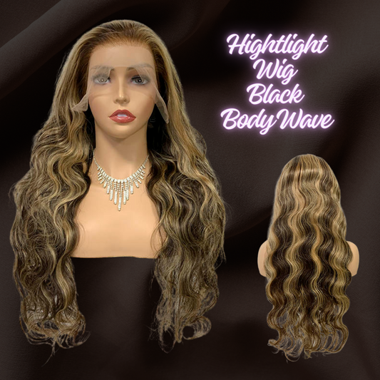 Black Highlight Body Wave Wig